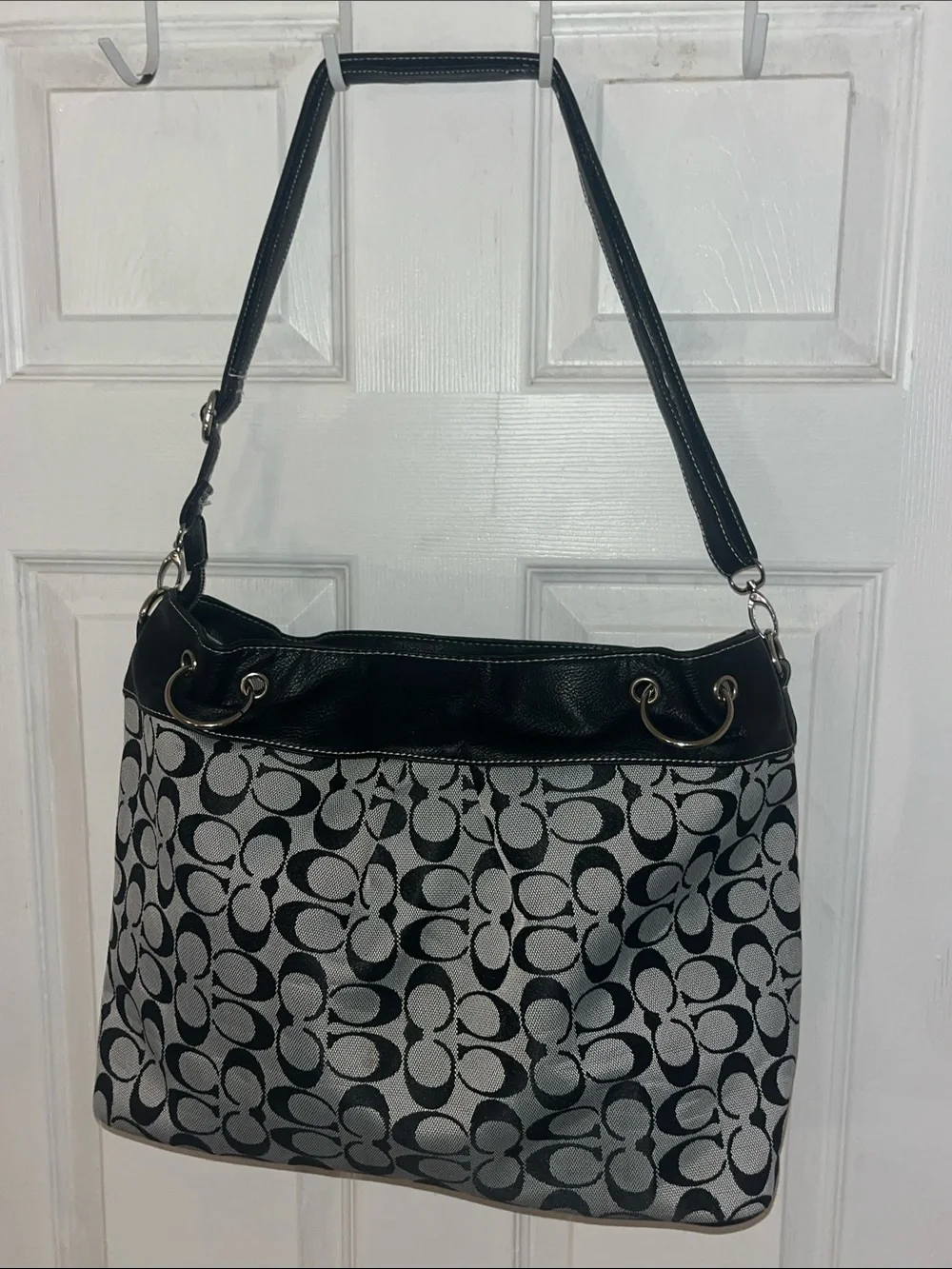Coach Black and Gray Signature Tote